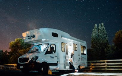 Campervan image with night sky